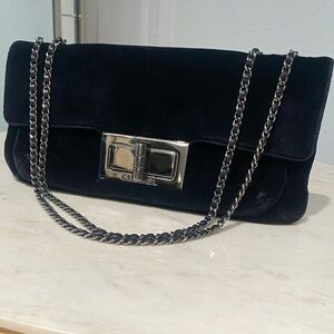 Chanel Giant Mademoiselle Lock Chain Shoulder Bag Velvet Medium